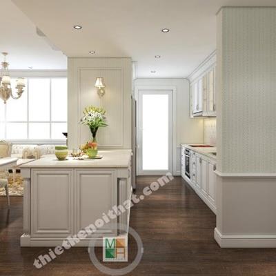  Thi công mặt bếp ốp đá nhân tạo tại chung cư Sunrise City
