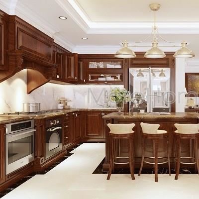 Thi công đá ốp mặt bàn bếp tại biệt thự Phổ Quang